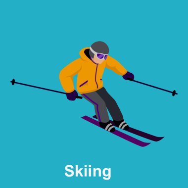 People Skiing Flat Style Design