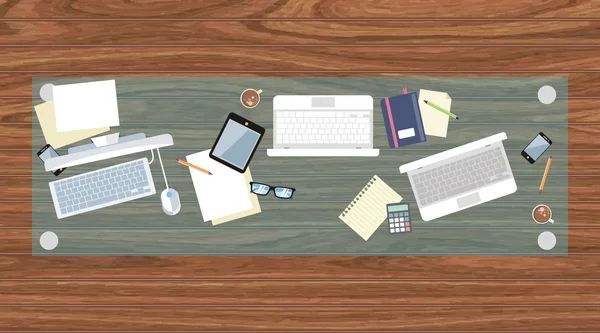 Робочий стіл Документ і Дизайн ноутбука Плоский — стоковий вектор