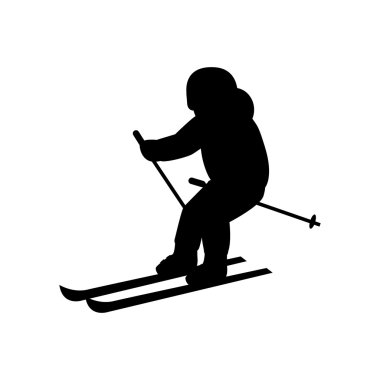 People Skiing Flat Style Design