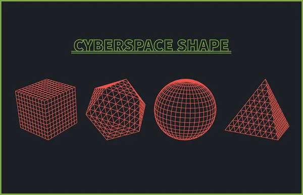 Abstract Cyberspace Grid Landscape Background — Stockový vektor