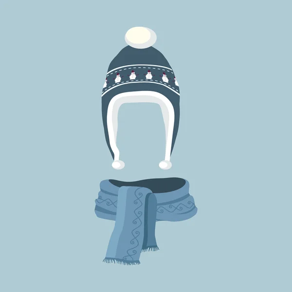 Striped Scarf Isolated Winter Hat — Stockvector