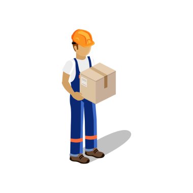 Man Delivery of Goods Isolated Design
