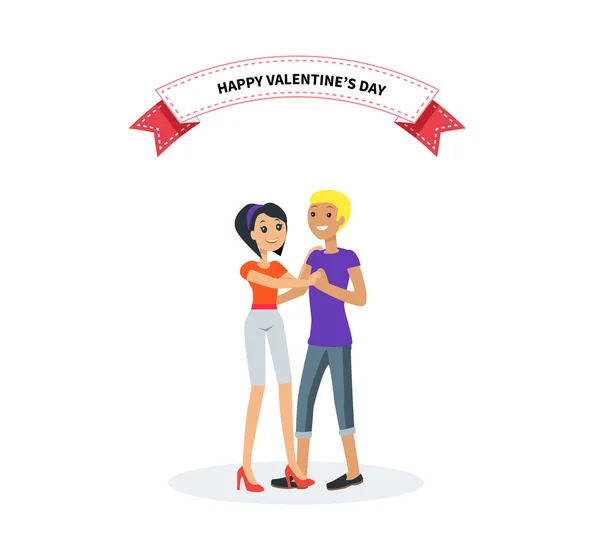 Happy Valentine Day Couple Design Flat — Διανυσματικό Αρχείο
