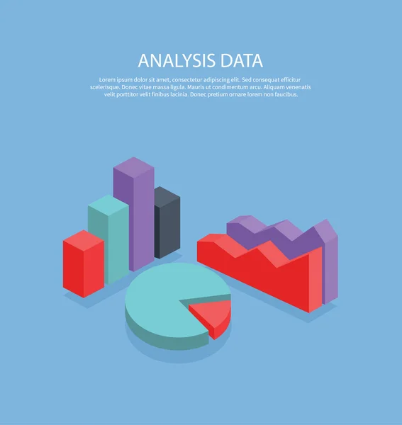 Desain Pie Chart Flat Sign. Isometrik - Stok Vektor