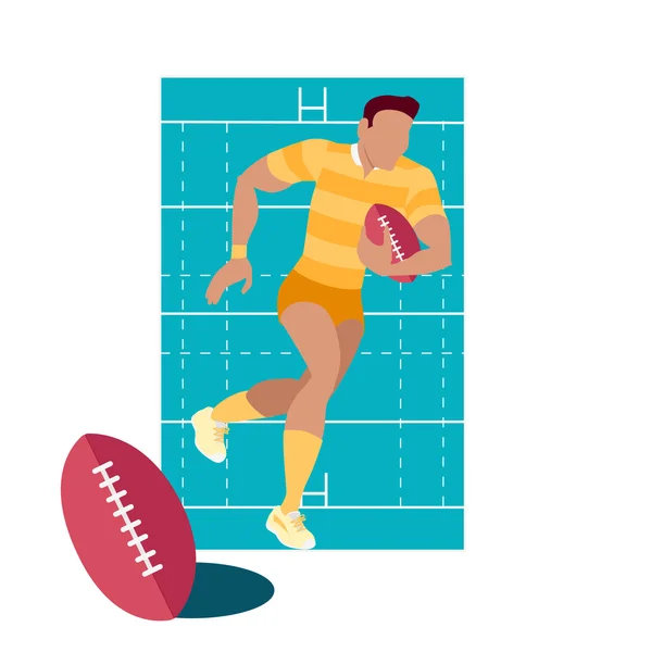 Rugby Sport Concept Icon Flat Design — Vetor de Stock