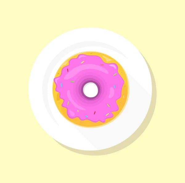 Sweet Donuts Set Design Flat Food — Stock Vector