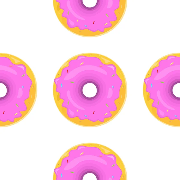 Donut patrón de textura de fondo sin costuras — Vector de stock