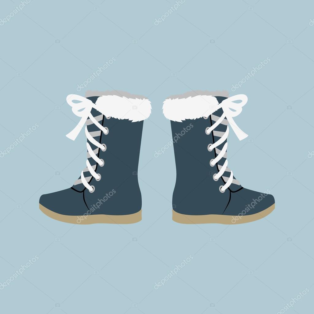 Winter shoes. Winter shoes isolated. Felt boots. Leather shoes. Boots with shoelace. Pair of shoes. Winter boots. Winter boot on a isolated background. Mountain boot. Vector shoes, boot
