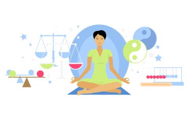Balanced State Woman Icon Flat Isolated