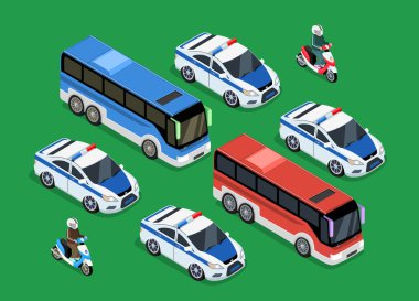 Police Motorcade Car Flat Design