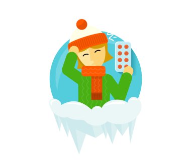 Kış hastalık sezon insanlar Tasarla