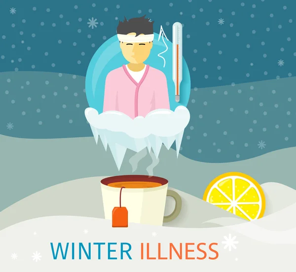 季節の冬の病気の人々 を設計 — ストックベクタ