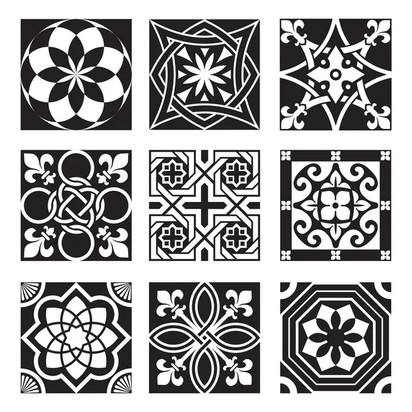 Patrones ornamentales vintage en blanco y negro . — Vector de stock