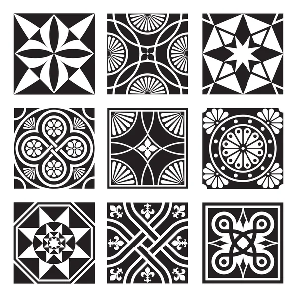 Vintage Ornamental Patterns in Black and White. — Stock Vector