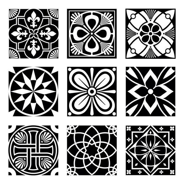 Patrones ornamentales vintage en blanco y negro . — Archivo Imágenes Vectoriales