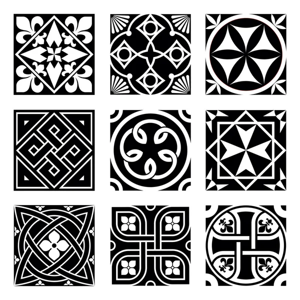 Patrones ornamentales vintage en blanco y negro . — Archivo Imágenes Vectoriales