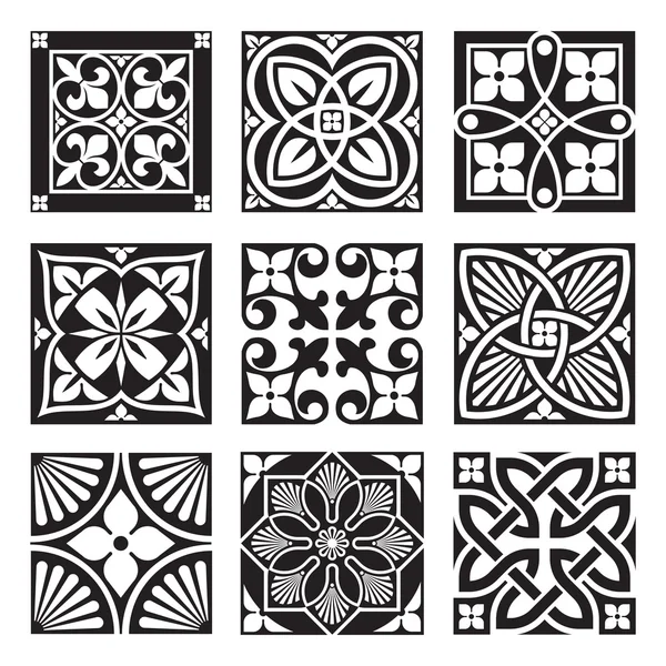 Patrones ornamentales vintage en blanco y negro . — Archivo Imágenes Vectoriales