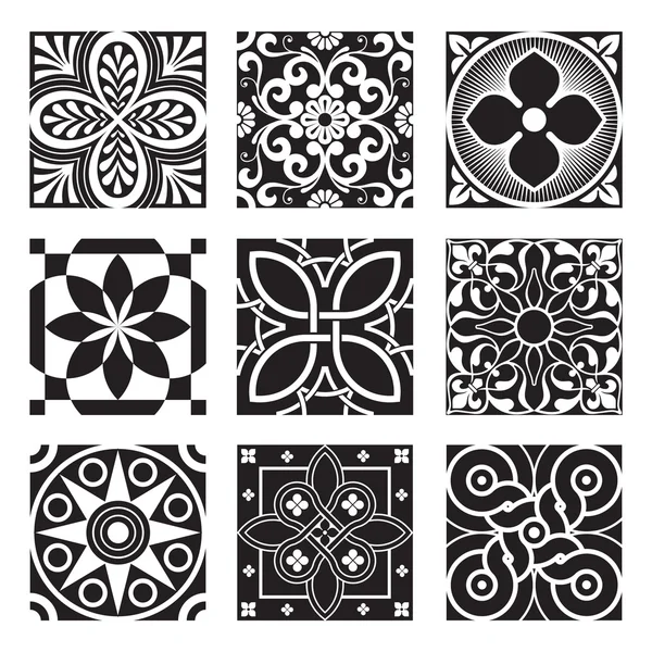 Vintage Decoratieve patronen in zwart-wit. — Stockvector