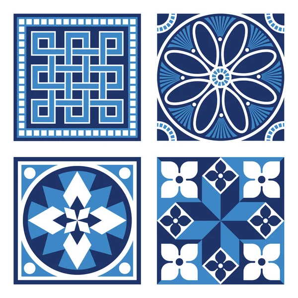 Patrón ornamental vintage en tonos de azul . — Archivo Imágenes Vectoriales