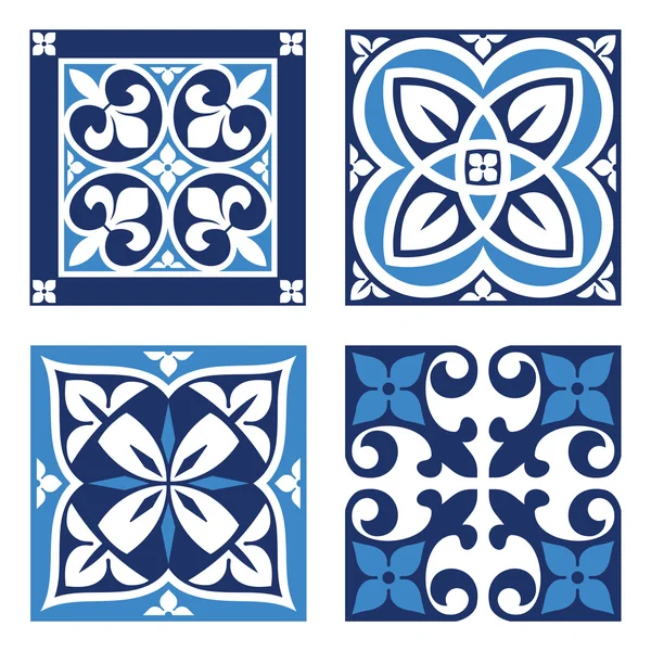 Vintage decoratieve patroon in tinten van blauw. — Stockvector