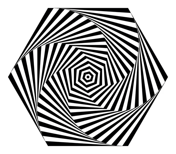 Op Art hexagonal spiral effect in vector format — Stock Vector
