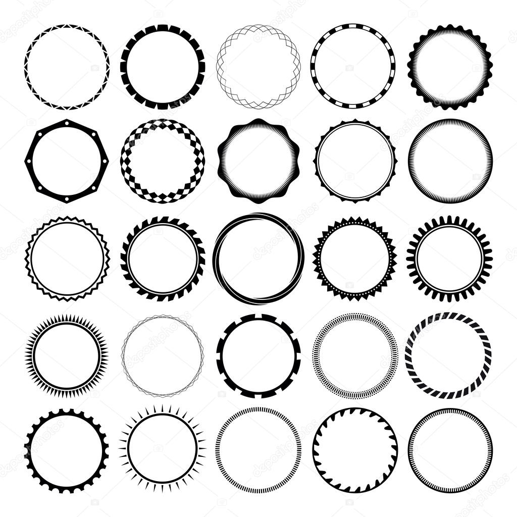 Collection of Round Decorative Border Frames with Clear Background. Ideal for vintage label designs.