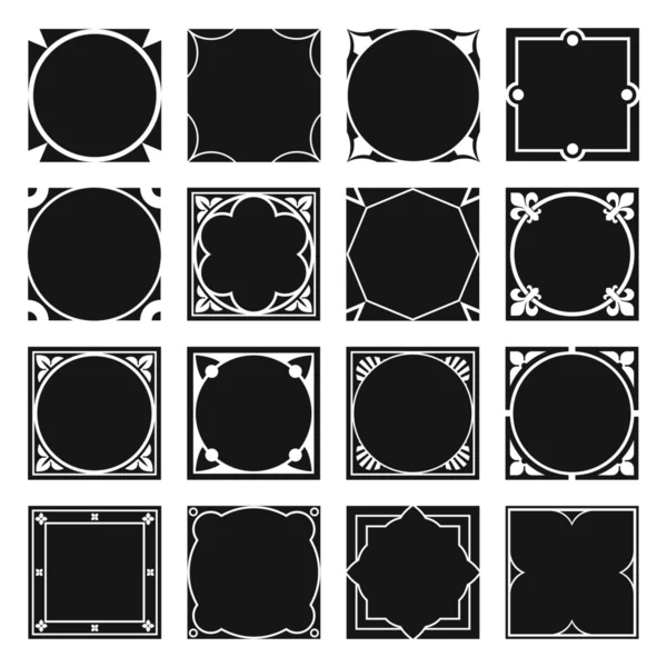 Coleção de molduras de fronteira decorativas quadradas com fundo preenchido sólido . —  Vetores de Stock