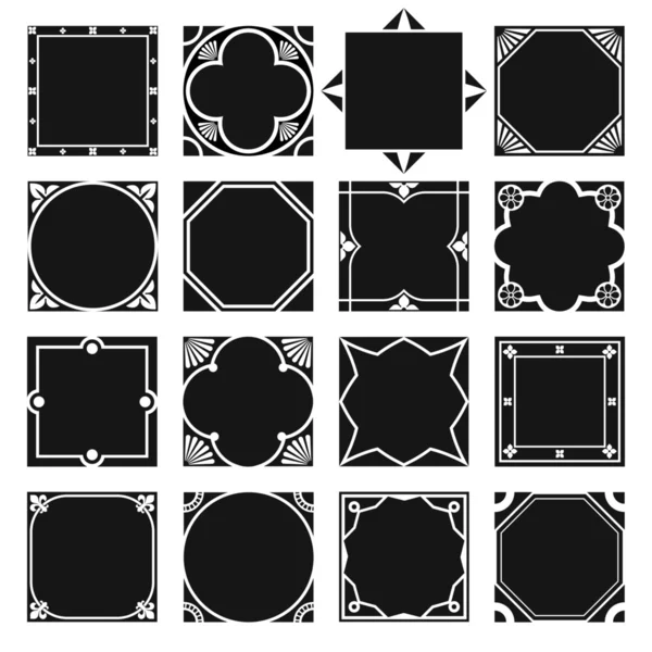 Collection de cadres de bordure décoratifs carrés avec fond plein . — Image vectorielle