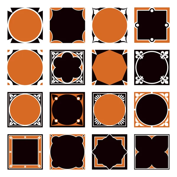 Collection de cadres de bordure décoratifs carrés avec fond plein. Idéal pour les étiquettes vintage . — Image vectorielle
