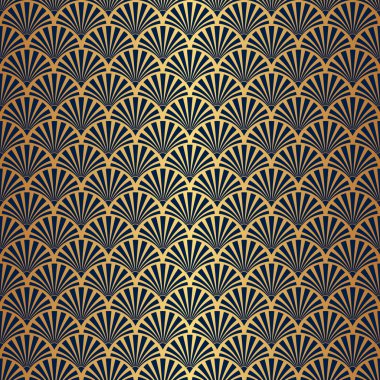 Sorunsuz Art Deco kabuk deseni altın gradyan ile