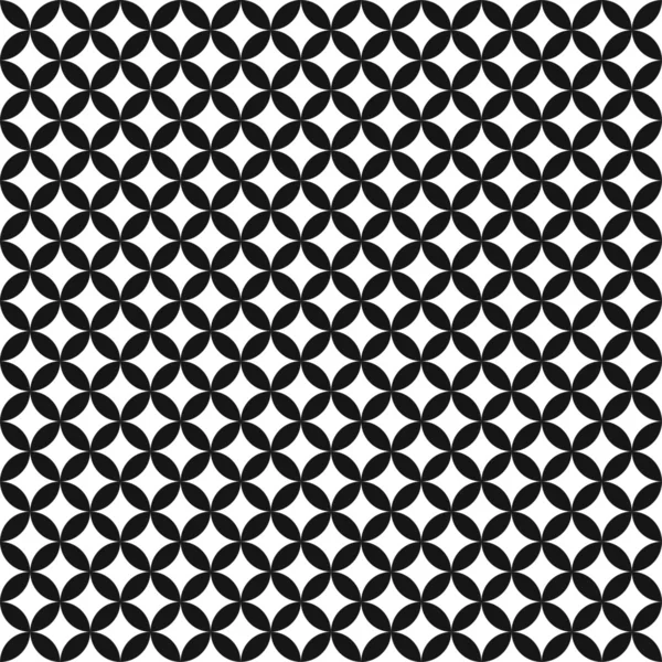 Fondo de patrón sin costuras, intersección de círculos geométricos en blanco y negro. Diseño vectorial retro vintage . — Vector de stock