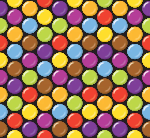 Seamless candy background pattern. Sugar coated candy on black background. — Stock Vector