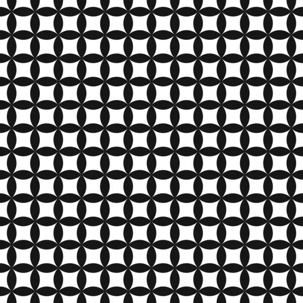 Fond de motif sans couture, entrecroisant des cercles géométriques en noir et blanc. Design vectoriel vintage rétro . — Image vectorielle