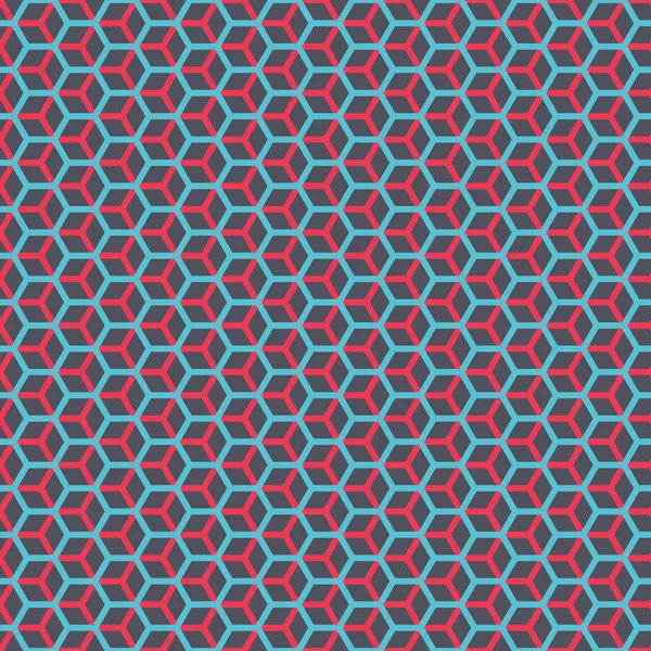 Hladké červené a modré kostky překrytí vzorem medových pláství — Stockový vektor