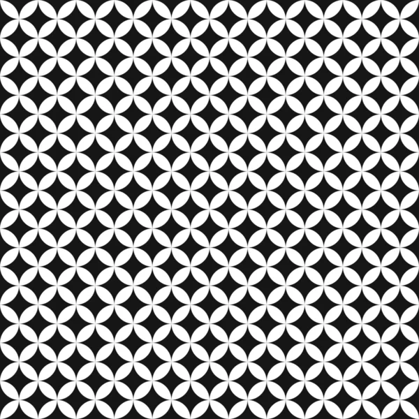 Nahtloser Musterhintergrund, sich kreuzende geometrische Kreise in Schwarz und Weiß. Retro Vintage Vektor Design. — Stockvektor