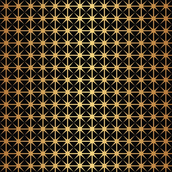 Seamless decorative star pattern in gold and black — Stock Vector