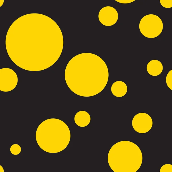 Seamless Polka Dot Pattern Background in Yellow and Black — Stock Vector