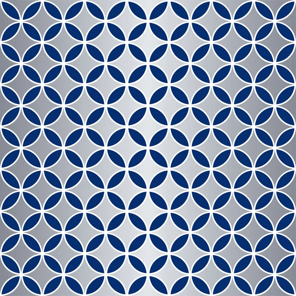 Sömlös överlappande Hålcirkel i vektorformat. Silver, vit och blå. — Stock vektor