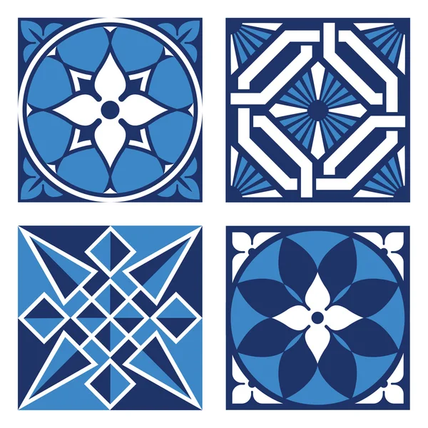 Patrones ornamentales vintage en tonos de azul — Archivo Imágenes Vectoriales