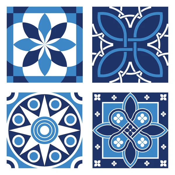 Patrones ornamentales vintage en tonos de azul — Vector de stock