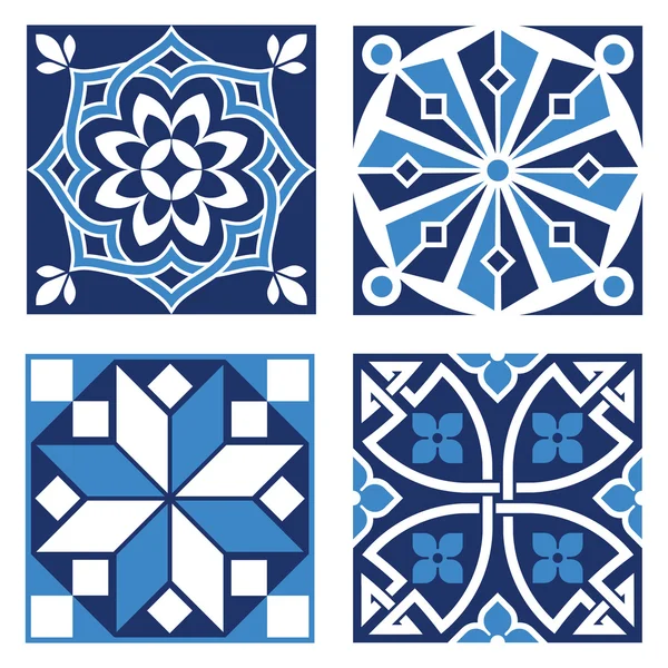 Винтажные декоративные узоры в тонах синего цвета — стоковый вектор