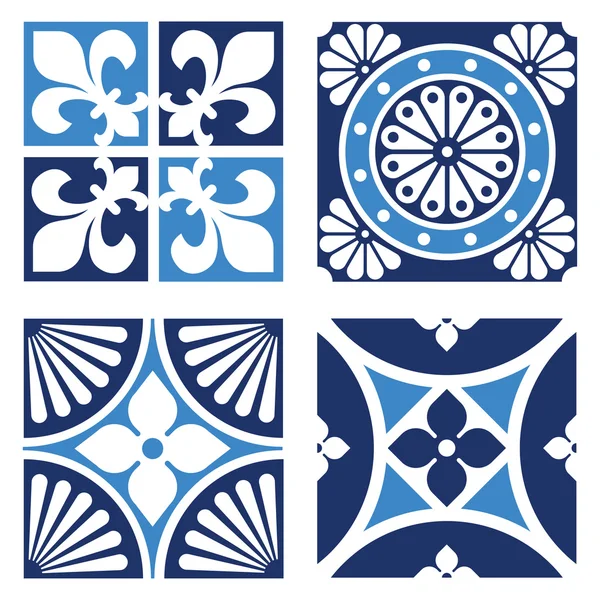 Patrones ornamentales vintage en tonos de azul — Archivo Imágenes Vectoriales