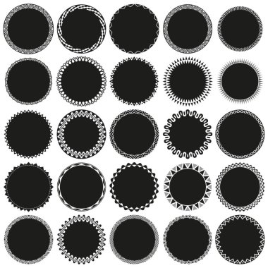 Afrika Dekoratif Süslü Yuvarlak Sınır Çerçeveleri Koleksiyonu. Eski etiket tasarımları için ideal.