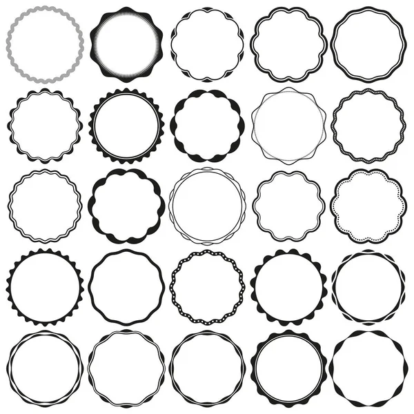 Колекція Круглих Воскових Пломб Стилі Border Frame Чистим Тлом Ідеально — стоковий вектор
