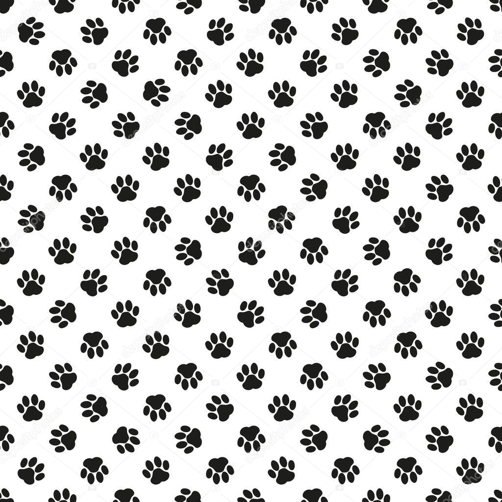 Seamless dog paw pattern background texture