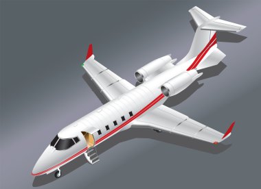 Learjet 60 yatılı için park izometrik vektör çizim ayrıntılı