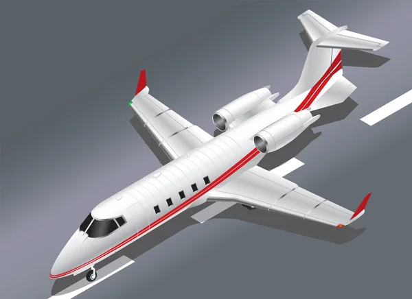 Detaljerad isometrisk vektor Illustration av en Learjet 60 privata Jet lyfter — Stock vektor