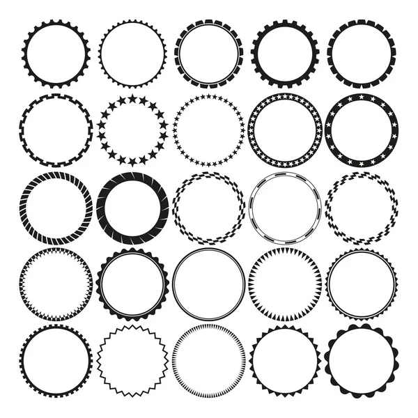 Arkaplanı Temiz Yuvarlak Dekoratif Sınır Çerçeveleri Koleksiyonu. Eski etiket tasarımları için ideal.