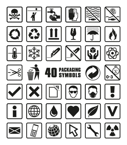 Sammlung von Verpackungssymbolen im Vektorformat — Stockvektor