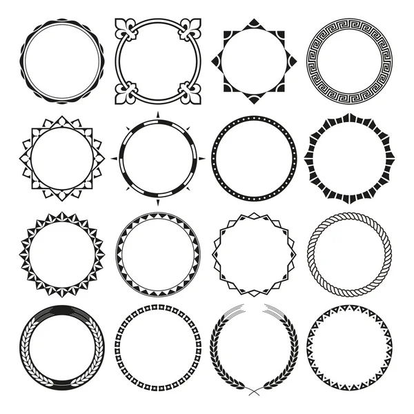 Arkaplanı Temiz Yuvarlak Dekoratif Sınır Çerçeveleri Koleksiyonu. Eski etiket tasarımları için ideal.
